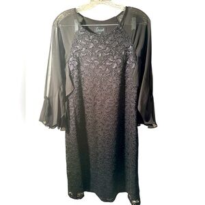 Connected Apparel, Formal Black Sequin Lace Dress